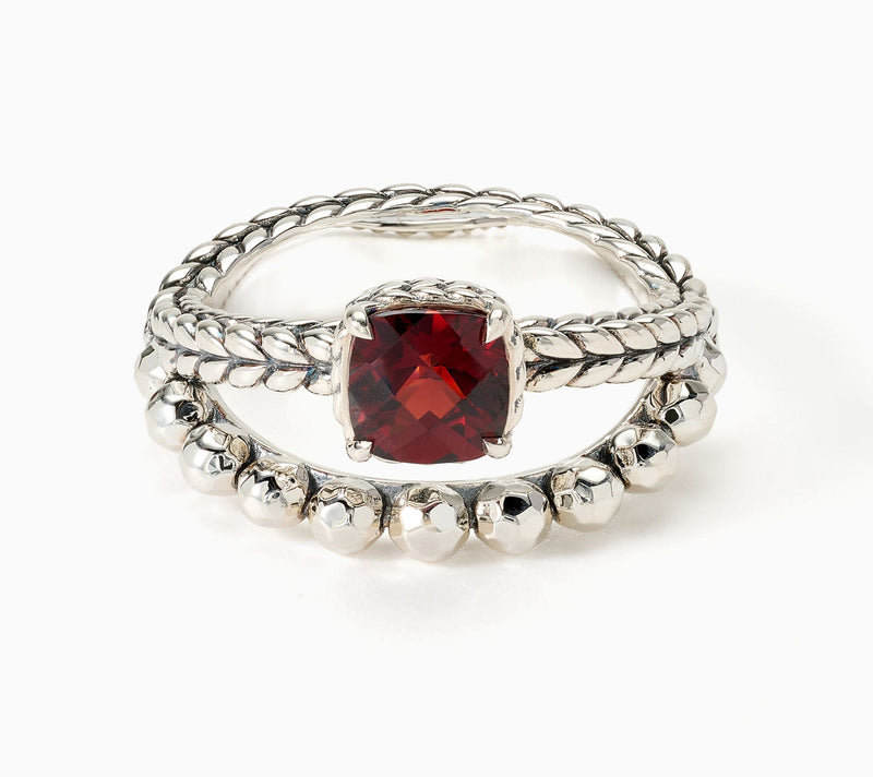 JAI Sterling Silver Gemstone & Shimmer Bead Ring — View 14