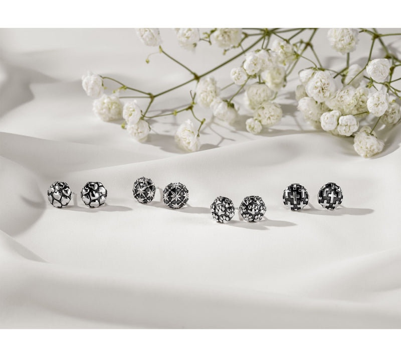 JAI Sterling Silver Symbols of Love Textured Stud Earrings — View 3