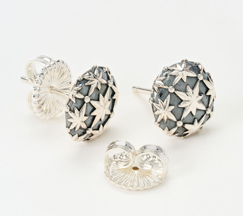 JAI Sterling Silver Symbols of Love Textured Stud Earrings — View 2