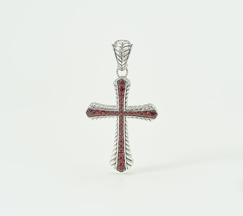 JAI Sterling Silver Basketweave Cross Gemstone Enhancer, 1cttw — View 12