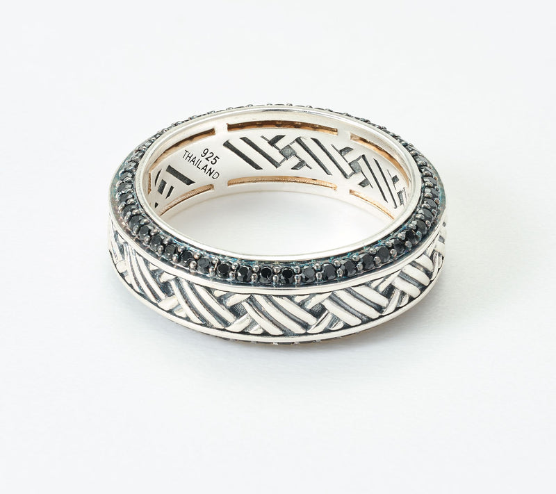 JAI x Alberti Sterling Silver Artizane Pave Gemstone Band Ring — View 2