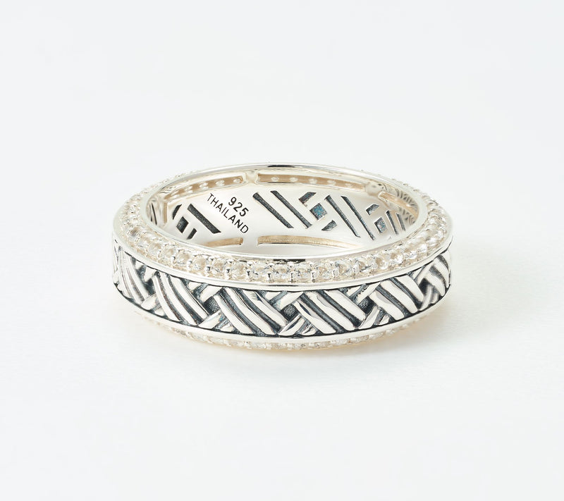 JAI x Alberti Sterling Silver Artizane Pave Gemstone Band Ring — View 8