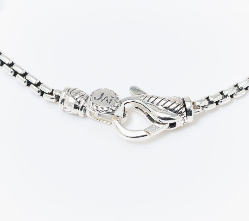 JAI Sterling Silver Symbols of Love Bow Box Chain Bracelet, 12.5g — View 3