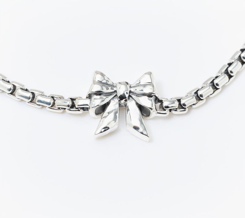 JAI Sterling Silver Symbols of Love Bow Box Chain Bracelet, 12.5g — View 2