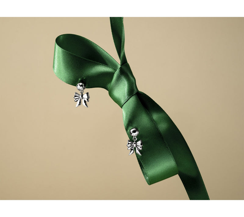 JAI Sterling Silver Symbols of Love Bow Drop Earrings — View 3