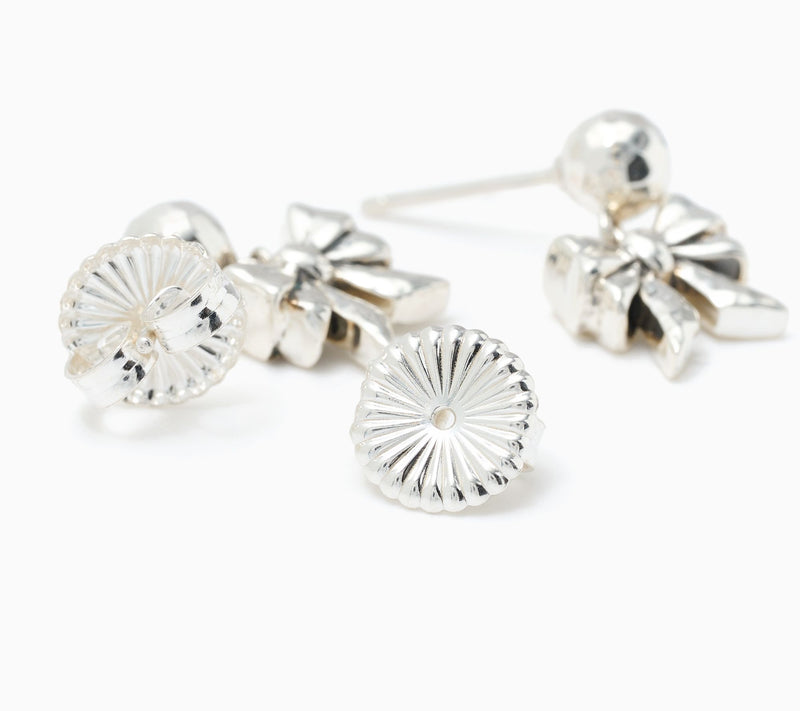 JAI Sterling Silver Symbols of Love Bow Drop Earrings — View 2