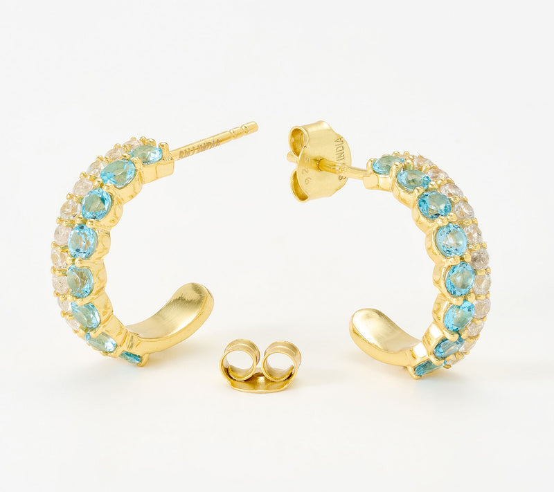 Affinity Gems 2 Row Hoop Earrings, Sterling Silver — View 2