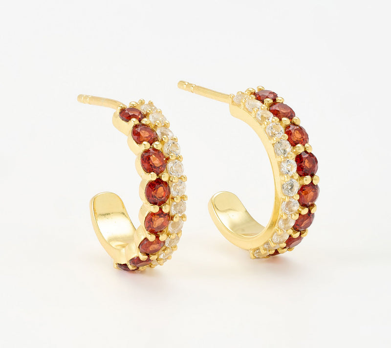 Affinity Gems 2 Row Hoop Earrings, Sterling Silver — View 9