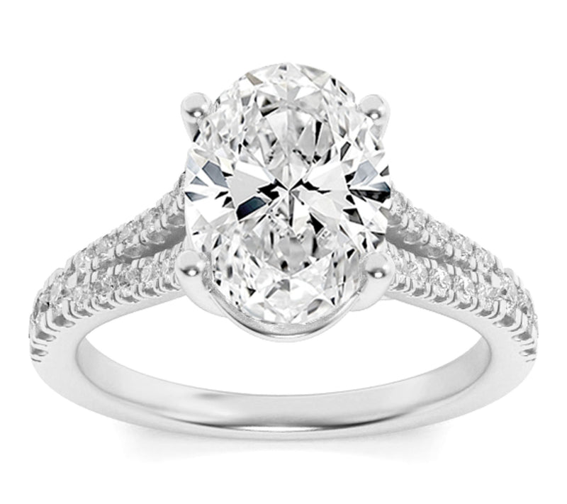 Fire Light 2.00 cttw Lab Grown Diamond Oval Halo Ring, 14K — Main view