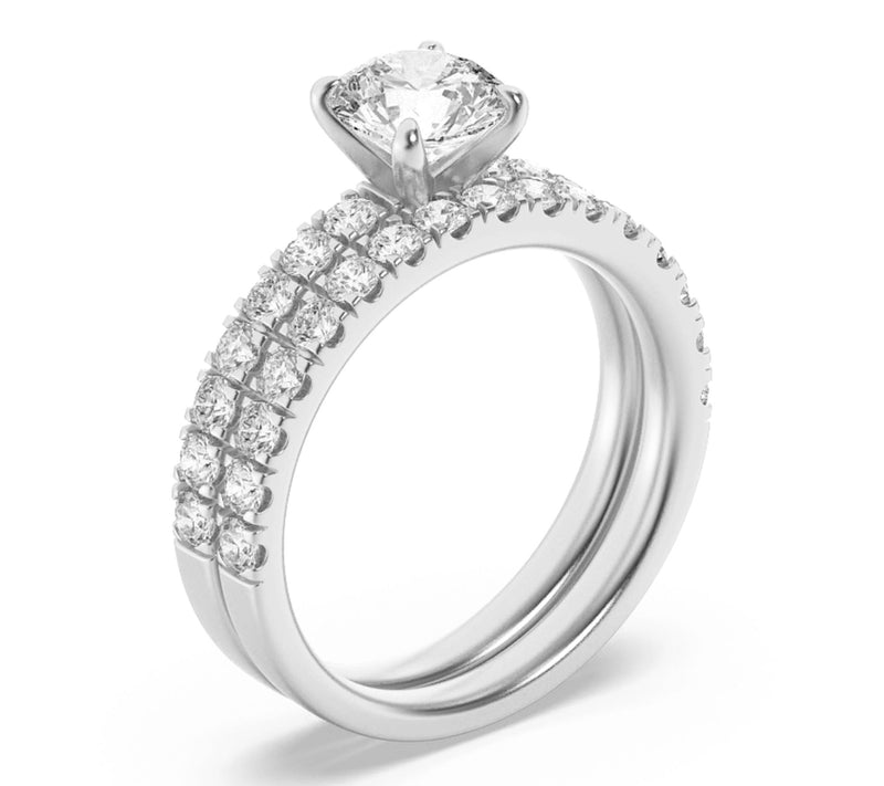Fire Light 2.00 cttw Lab Grown Diamond Round Wedding Set, 14K — View 3