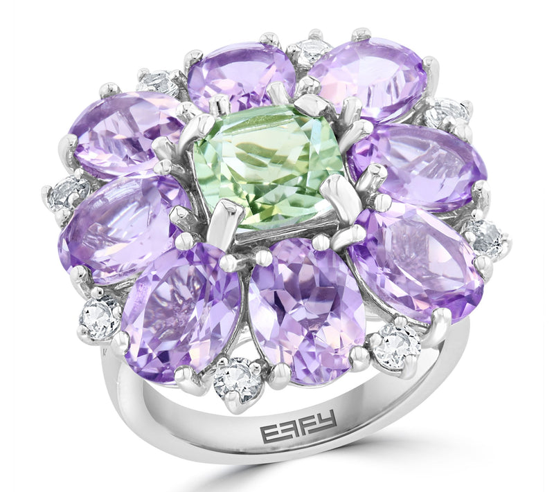 Effy Green & Purple Amethyst Flower Ring, Sterling Silver — Main view