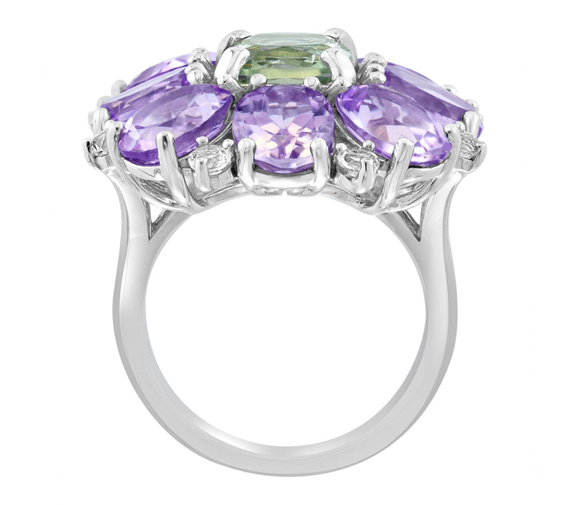 Effy Green & Purple Amethyst Flower Ring, Sterling Silver — View 2