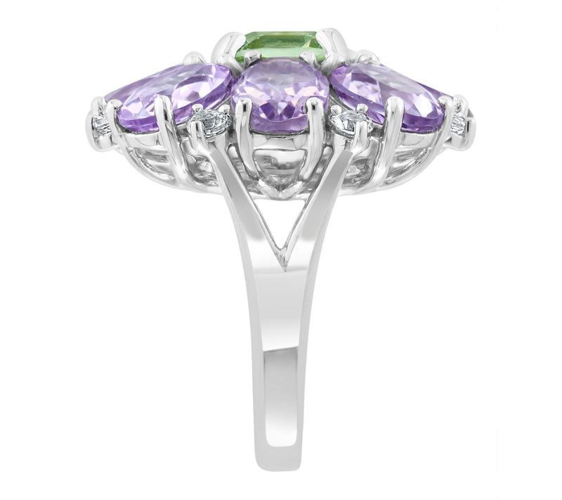 Effy Green & Purple Amethyst Flower Ring, Sterling Silver — View 3