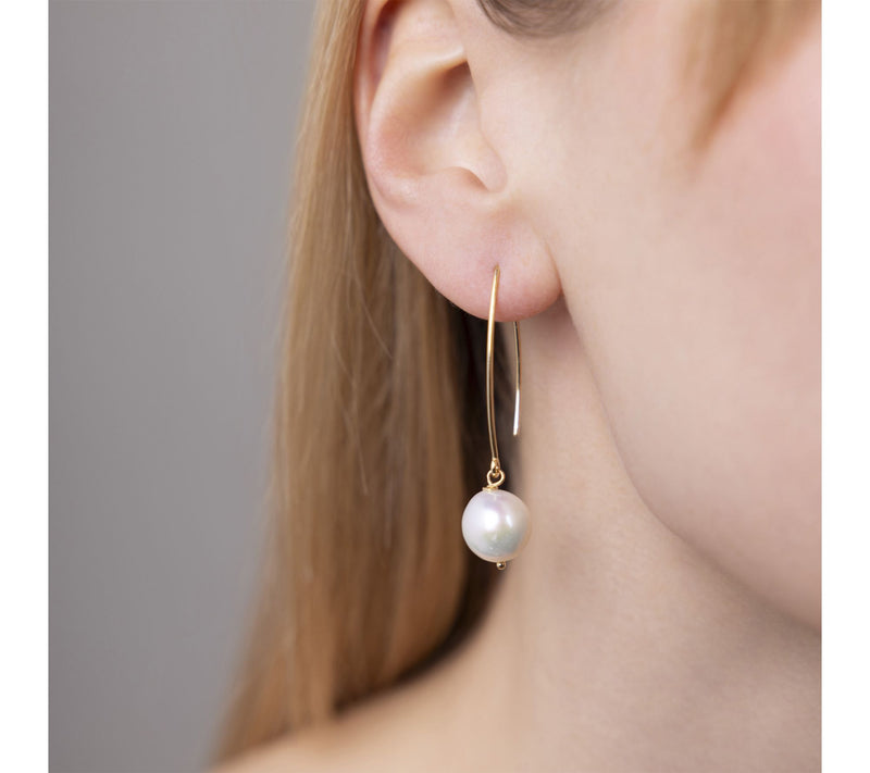 Honora 18K Gold Plated Cultured Pearl Wire DropEarrings — View 3