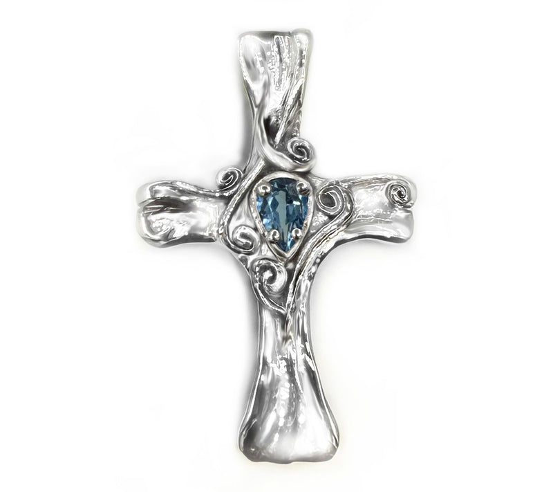 Hagit Sterling Silver Gemstone 'Embroidered' Cross Pendant — View 9