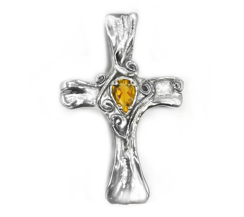 Hagit Sterling Silver Gemstone 'Embroidered' Cross Pendant — View 11