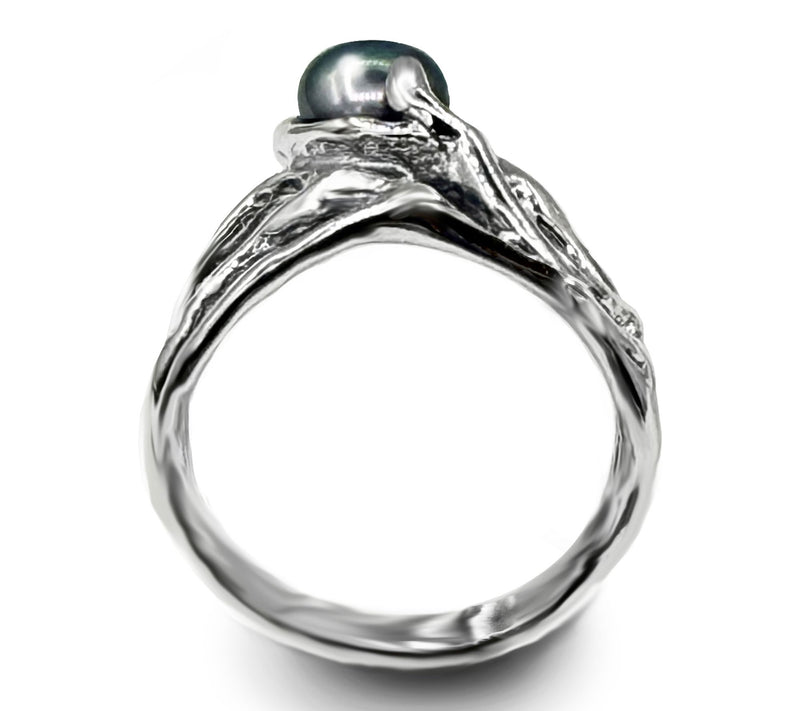 Hagit Sterling Silver Cultured Pearl UndulatingRing — View 10