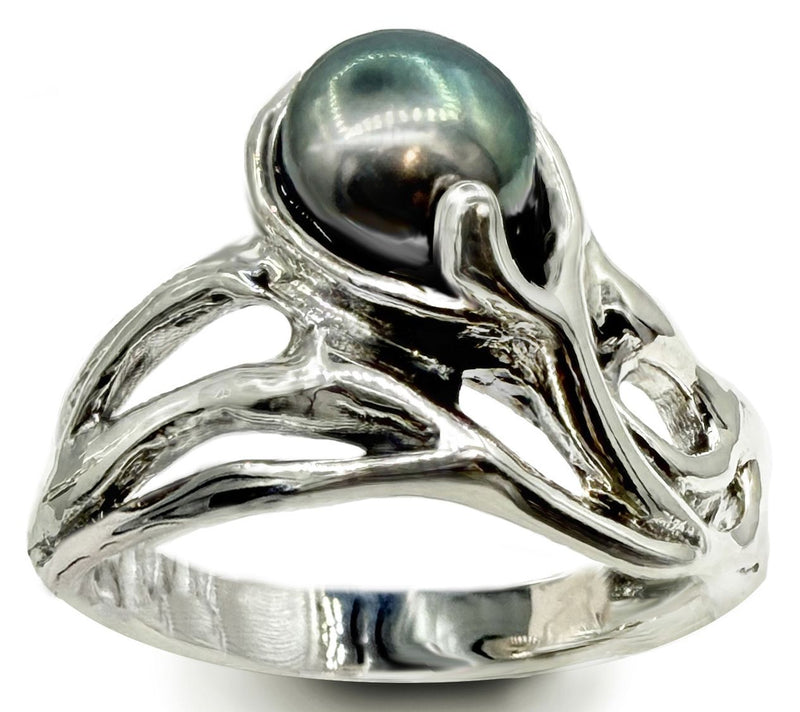 Hagit Sterling Silver Cultured Pearl UndulatingRing — Main view