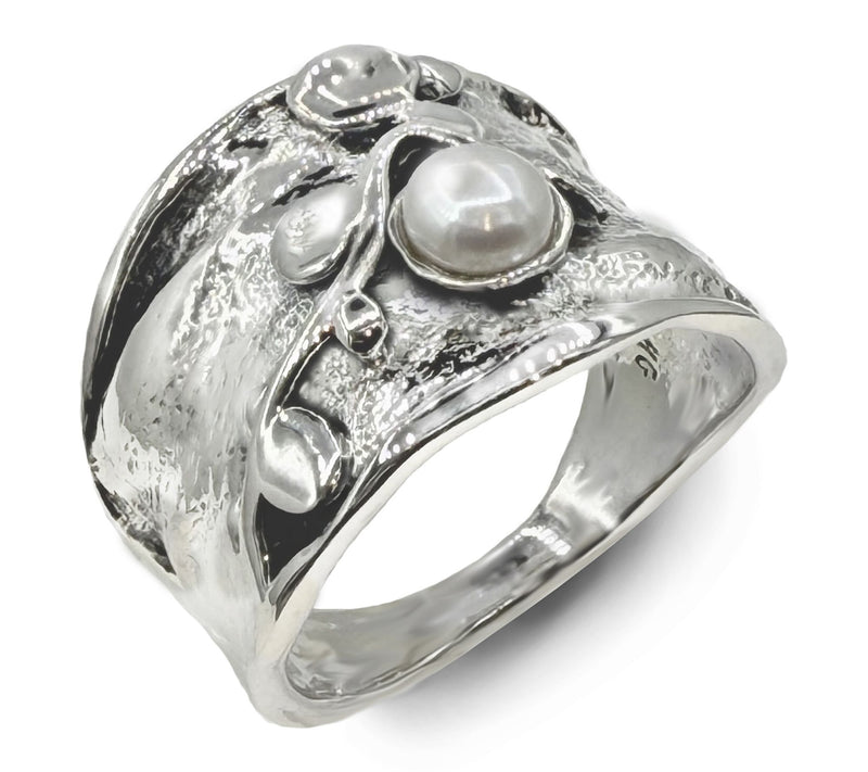 Hagit Sterling Silver Cultured Pearl Graceful 'Ivy' Ring — View 8