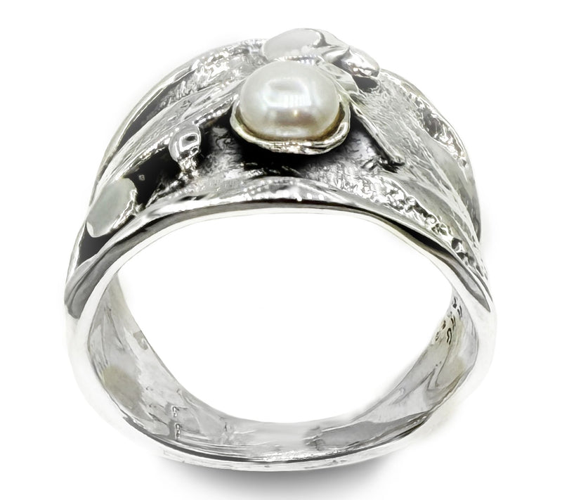 Hagit Sterling Silver Cultured Pearl Graceful 'Ivy' Ring — View 9