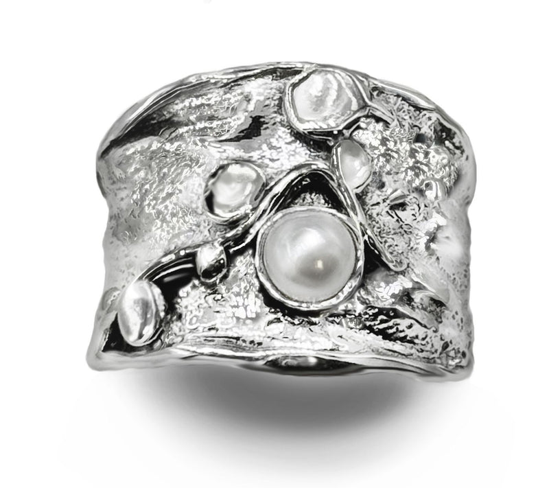 Hagit Sterling Silver Cultured Pearl Graceful 'Ivy' Ring — View 5