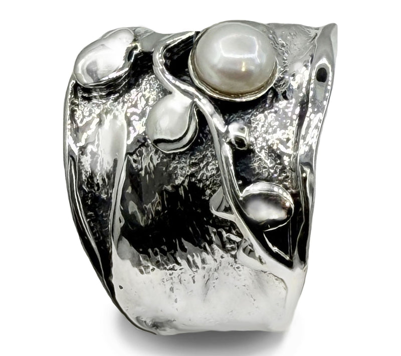 Hagit Sterling Silver Cultured Pearl Graceful 'Ivy' Ring — View 7