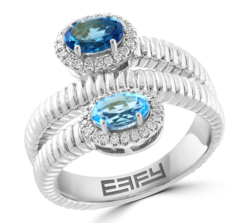 Effy Diamond & Blue Topaz Wrap Ring, Sterling Silver — Main view
