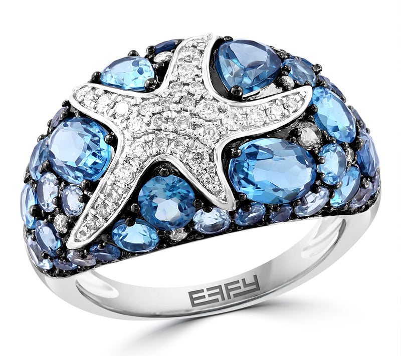 Effy Blue Topaz & White Sapphire Starfish Ring,Sterling — Main view
