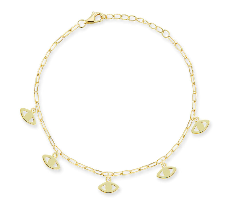 Sterlina Silver Evil Eye Charm Bracelet, 14K Gold Plated — Main view