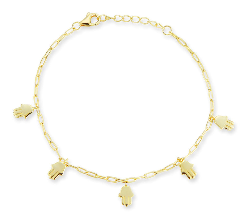 Sterlina Silver Hamsa Hand Charm Bracelet, 14KGold Plated — View 6