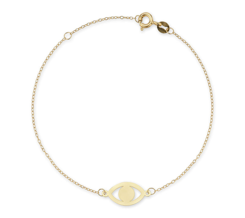 Italian Gold Flat Evil Eye Bracelet, 14K — Main view