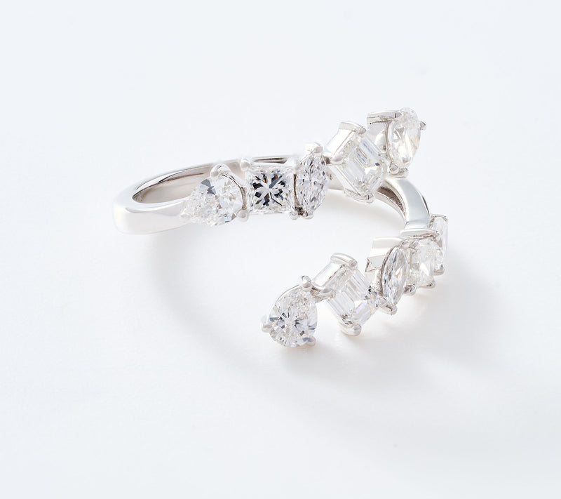 Fire Light Lab Grown Diamonds 1.24 cttw Mixed Cut Bypass Ring, 14k Gold — View 8