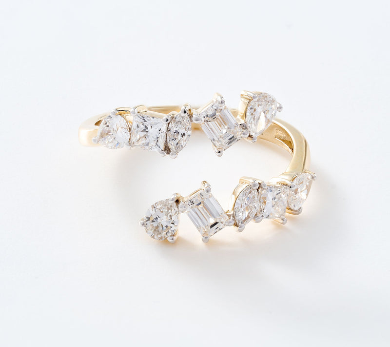Fire Light Lab Grown Diamonds 1.24 cttw Mixed Cut Bypass Ring, 14k Gold — View 2