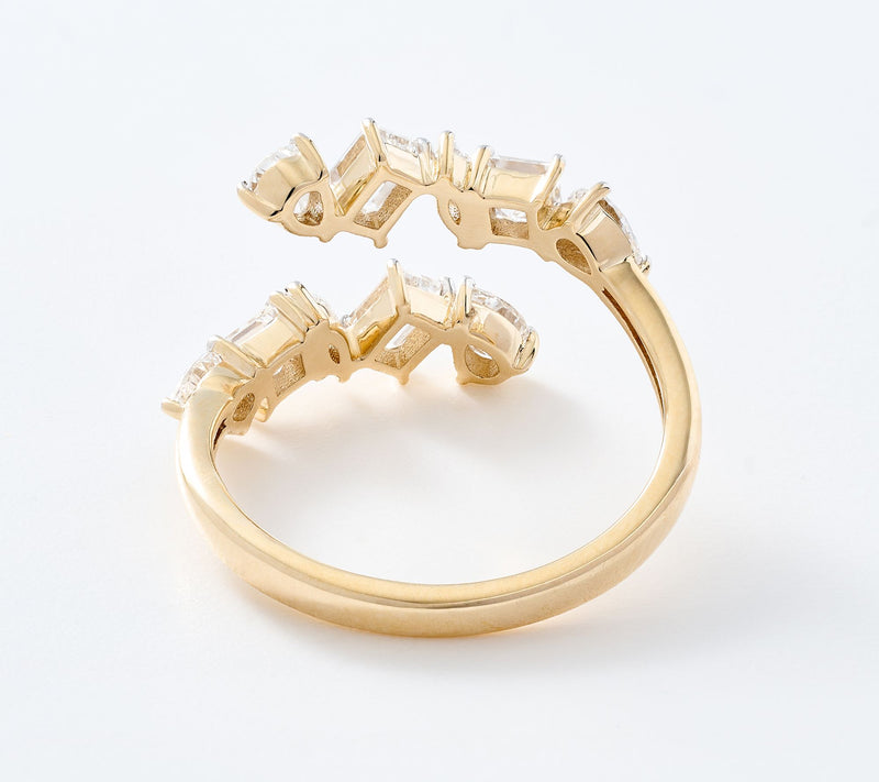 Fire Light Lab Grown Diamonds 1.24 cttw Mixed Cut Bypass Ring, 14k Gold — View 3