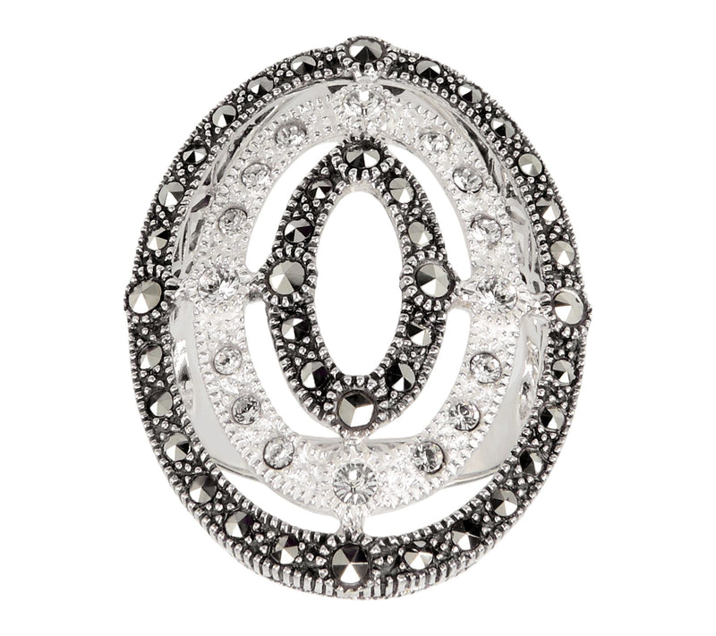 Suspicion Crystal & Marcasite Statement Ring, Sterling Silver — Main view