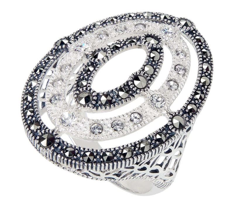 Suspicion Crystal & Marcasite Statement Ring, Sterling Silver — View 2