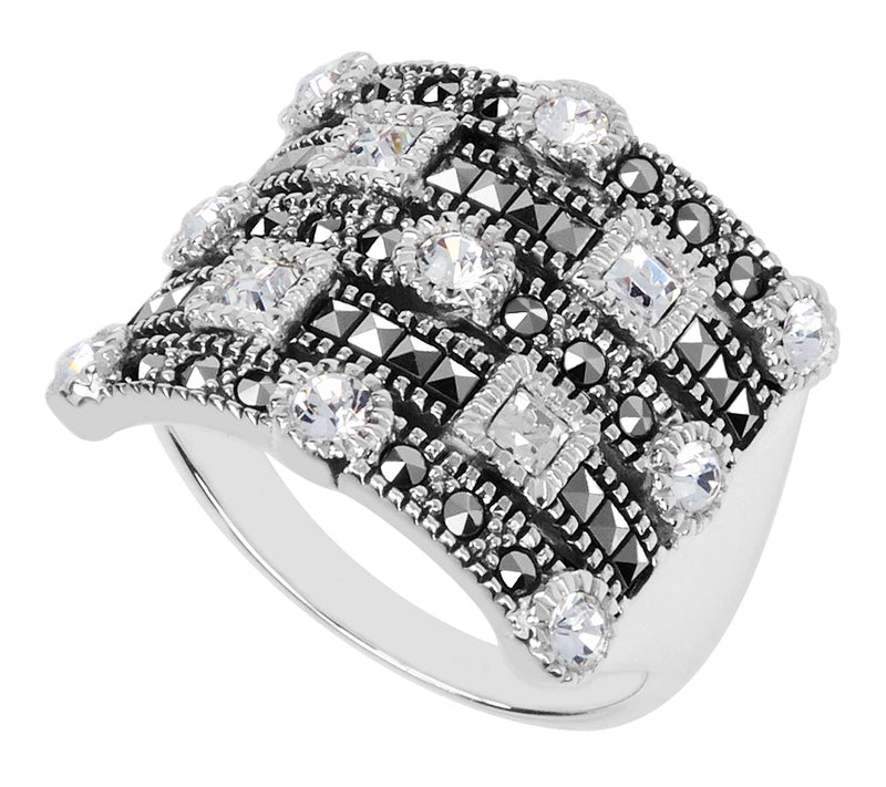 Suspicion Crystal & Marcasite White Ring, Sterling Silver — View 2