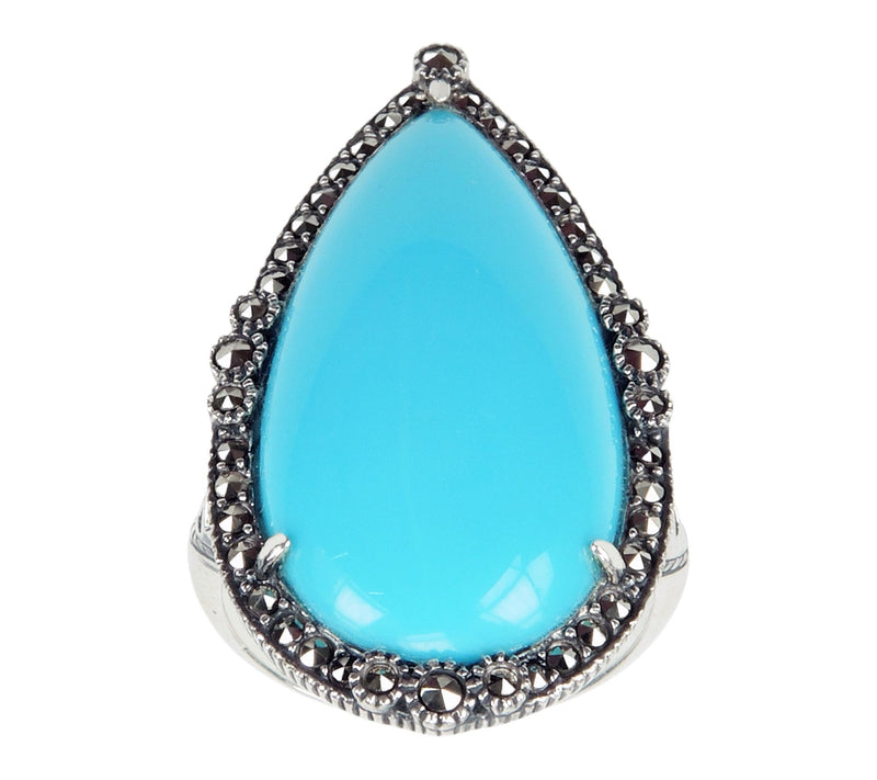 Suspicion Turqouise & Marcasite Halo Ring, Sterling Silver — Main view