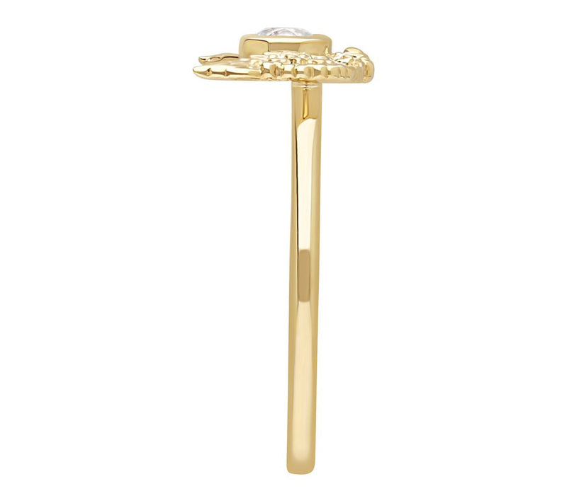 Goddaughters 14K Gold Clad White Topaz Angel Wings Ring — View 4