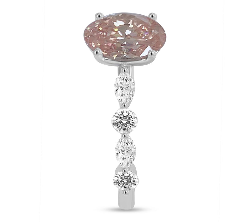 Fire Light 1.50 cttw Pink Lab Grown Oval Diamond Ring, 14K — View 2