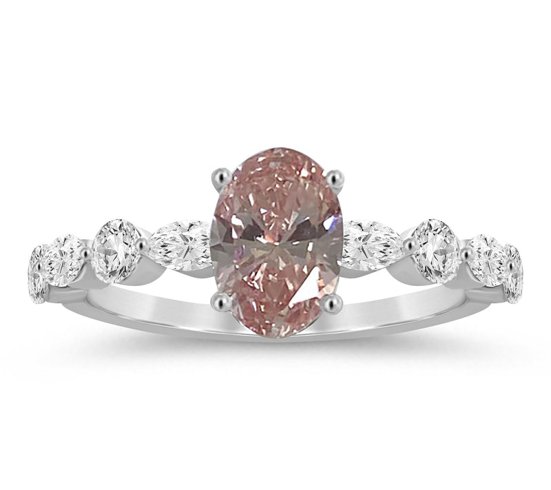 Fire Light 1.50 cttw Pink Lab Grown Oval Diamond Ring, 14K — Main view