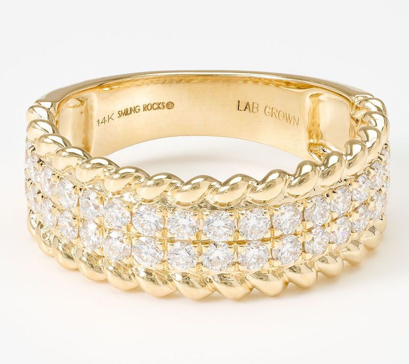 Smiling Rocks Lab Grown Diamonds 0.85 cttw Band Ring, 14k YG — View 3