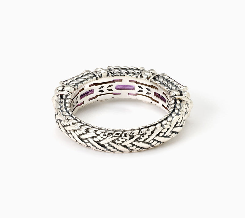 JAI Sterling Silver & Gemstone Emerald Cut Band Ring — View 15