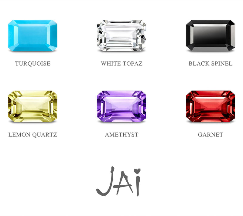 JAI Sterling Silver & Gemstone Emerald Cut Band Ring — View 18