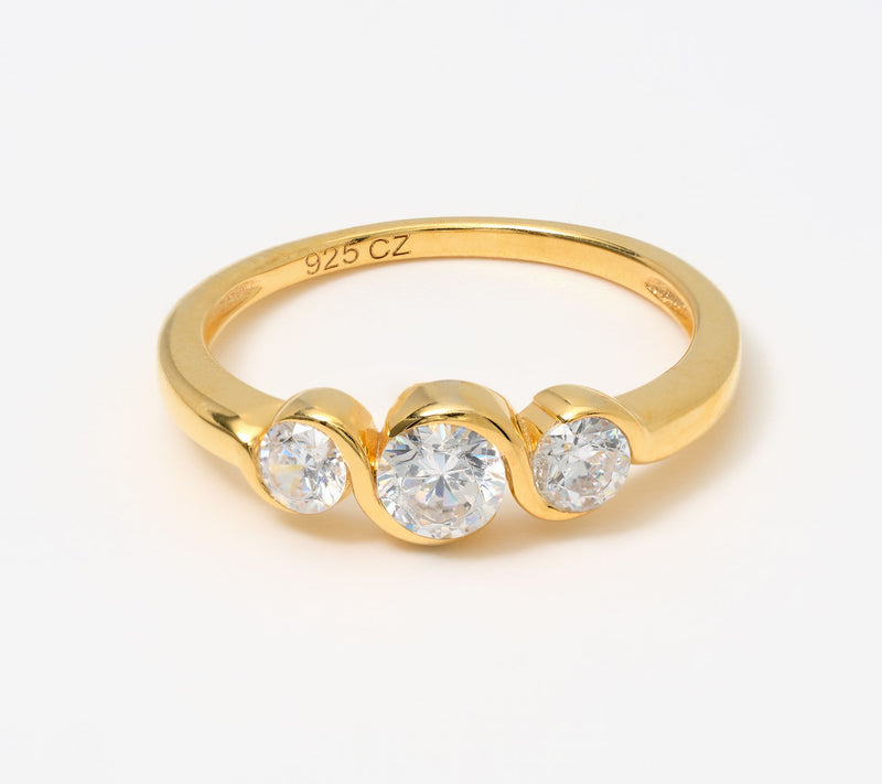 Diamonique Woven Tri-Stone Ring, Sterling Silver — View 7