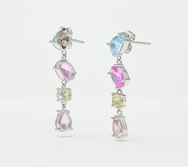 Diamonique Multi 4-Stone Dangle Earrings, Sterling Silver — View 4