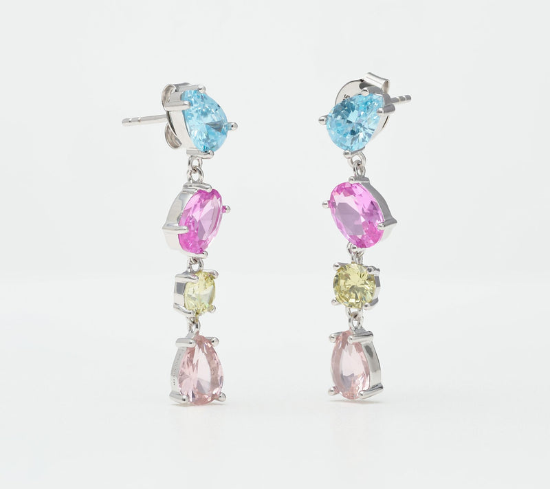 Diamonique Multi 4-Stone Dangle Earrings, Sterling Silver — View 7