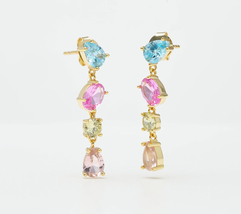 Diamonique Multi 4-Stone Dangle Earrings, Sterling Silver — View 2