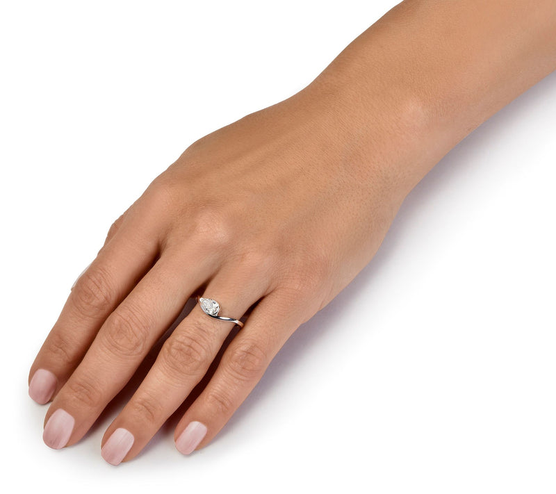 Vida Lab Diamonds 0.40 cttw Pear Cut Ring, 14KWhite Gold — View 5