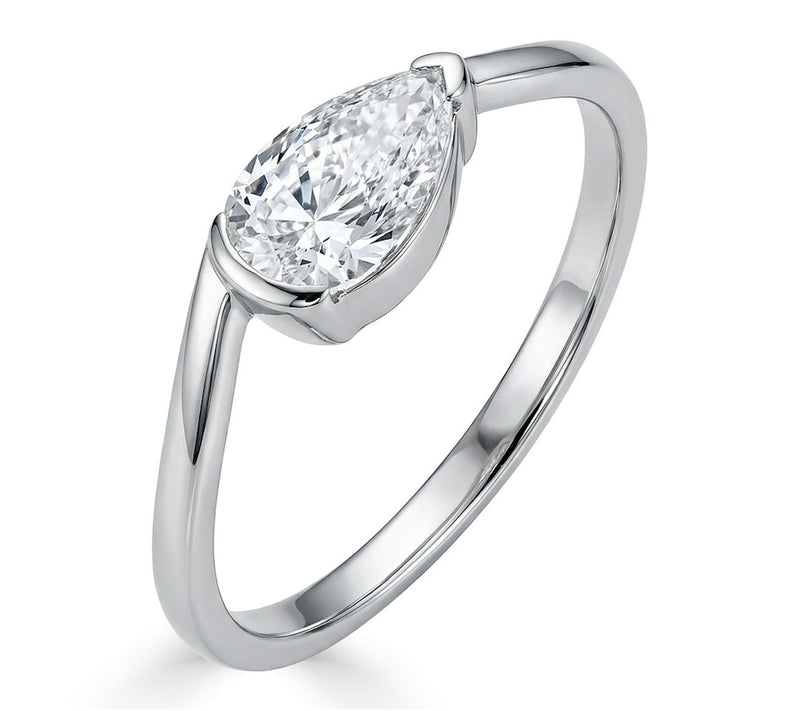 Vida Lab Diamonds 0.40 cttw Pear Cut Ring, 14KWhite Gold — View 4